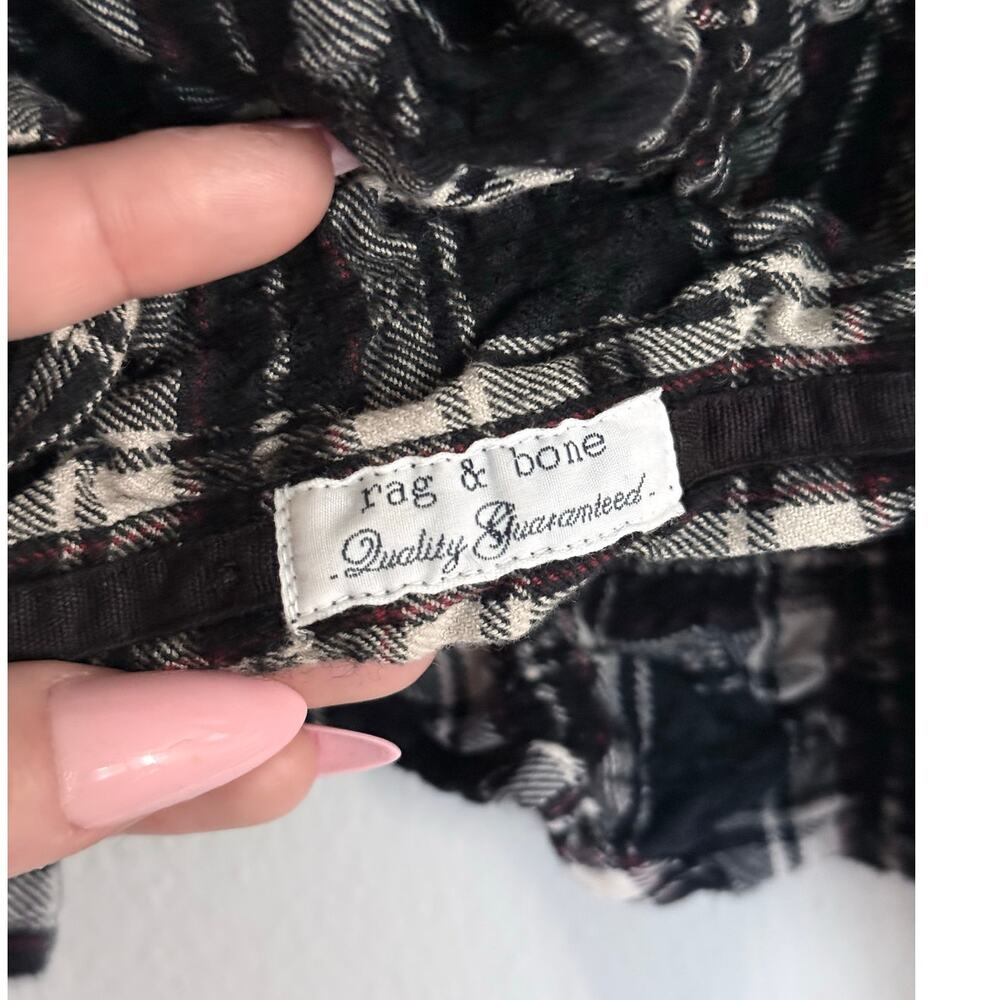 RAG & BONE black white heavy textured puckered plaid button down rugged shirt - Picture 8 of 9